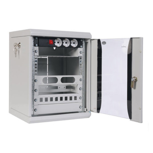 Шкаф коммутационный ЦМО (ШРН-12.255-10) настенный 12U 320x305мм пер.дв.стекл 100кг серый 255мм 10.62кг 180град. 600мм металл