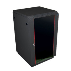 Шкаф коммутационный ЦМО (ШТК-М-18.6.8-1ААА-9005) напольный 18U 600x800мм пер.дв.стекл задн.дв.стал.лист 2 бок.пан. 500кг черный 655мм 56.1кг 180град. 960мм