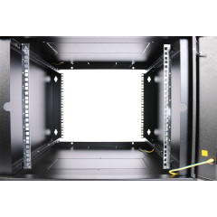 Шкаф коммутационный ЦМО ШРН-ЭКОНОМ (ШРН-Э-6.650-9005) настенный 6U 600x650мм пер.дв.стекл 65кг черный 600мм