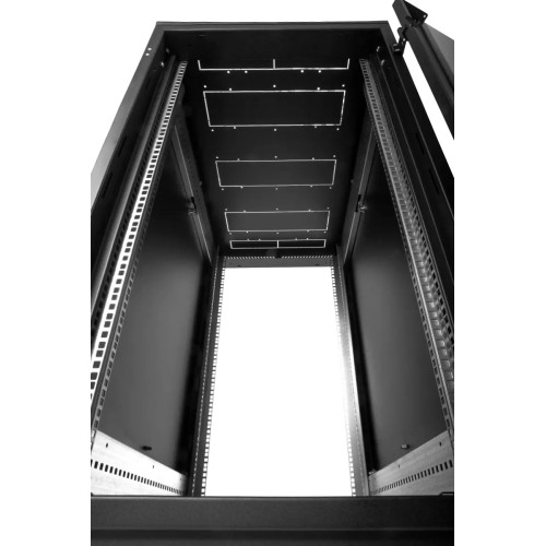 Шкаф коммутационный ЦМО (ШТК-М-18.6.6-1ААА-9005) напольный 18U 600x600мм пер.дв.стекл задн.дв.стал.лист 2 бок.пан. направл.под закл.гайки 270кг черный 455мм 48.6кг 180град. 960мм IP20 сталь