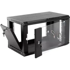 Шкаф коммутационный ЦМО ШРН-ЭКОНОМ (ШРН-Э-6.350-9005) настенный 6U 600x350мм пер.дв.стекл 85кг черный 300мм 11.43кг 180град. 342мм металл