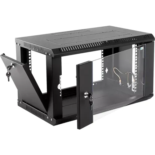 Шкаф коммутационный ЦМО ШРН-ЭКОНОМ (ШРН-Э-6.350-9005) настенный 6U 600x350мм пер.дв.стекл 85кг черный 300мм 11.43кг 180град. 342мм металл