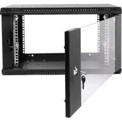 Шкаф коммутационный ЦМО ШРН-ЭКОНОМ (ШРН-Э-6.350-9005) настенный 6U 600x350мм пер.дв.стекл 85кг черный 300мм 11.43кг 180град. 342мм металл