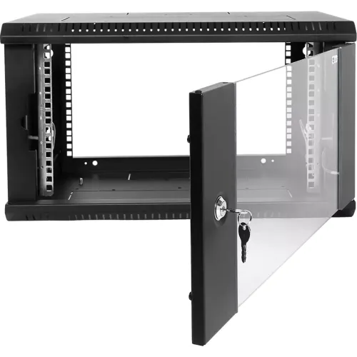Шкаф коммутационный ЦМО ШРН-ЭКОНОМ (ШРН-Э-6.350-9005) настенный 6U 600x350мм пер.дв.стекл 85кг черный 300мм 11.43кг 180град. 342мм металл