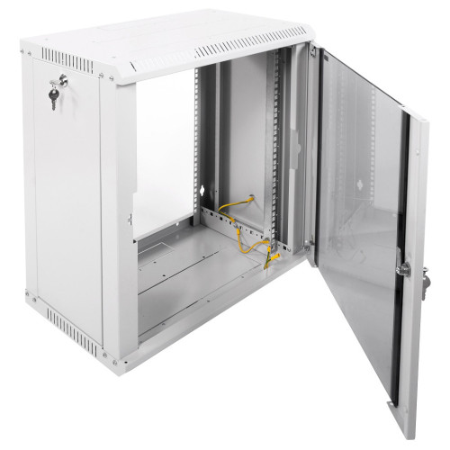 Шкаф коммутационный ЦМО ШРН-ЭКОНОМ (ШРН-Э-12.350) настенный 12U 600x350мм пер.дв.стекл 85кг серый 300мм 15.84кг 180град. 608мм IP20 металл