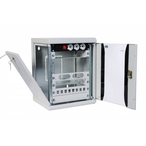 Шкаф коммутационный ЦМО (ШРН-8.255-10) настенный 8U 320x305мм пер.дв.стекл серый 255мм 8.1кг 180град. 420мм