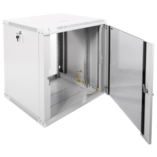 Шкаф коммутационный ЦМО ШРН-ЭКОНОМ (ШРН-Э-12.500) настенный 12U 600x520мм пер.дв.стекл 75кг серый 470мм 20.2кг 180град. 608мм
