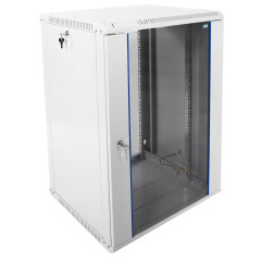Шкаф коммутационный ЦМО ШРН-ЭКОНОМ (ШРН-Э-18.500) настенный 18U 600x520мм пер.дв.стекл 75кг серый 470мм 27.7кг 180град. 930мм