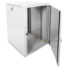Шкаф коммутационный ЦМО ШРН-ЭКОНОМ (ШРН-Э-18.650) настенный 18U 600x650мм пер.дв.стекл 65кг серый 600мм 31.8кг 180град. 930мм