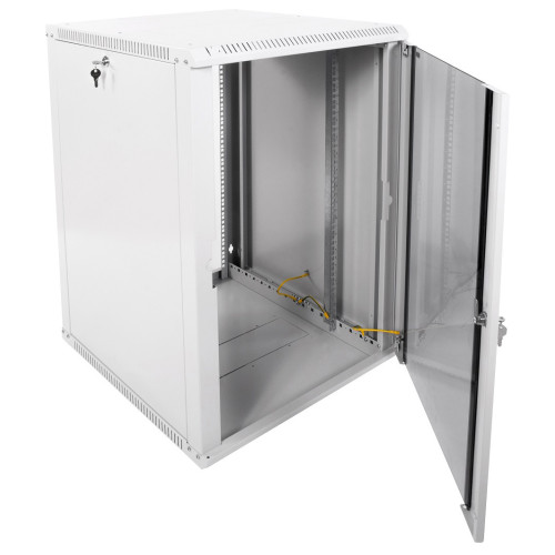 Шкаф коммутационный ЦМО ШРН-ЭКОНОМ (ШРН-Э-18.650) настенный 18U 600x650мм пер.дв.стекл 65кг серый 600мм 31.8кг 180град. 930мм