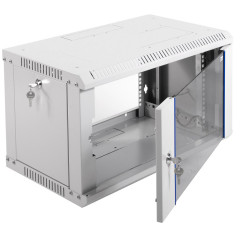 Шкаф коммутационный ЦМО ШРН-ЭКОНОМ (ШРН-Э-6.350) настенный 6U 600x350мм пер.дв.стекл 85кг серый 300мм 11.4кг 180град. 345мм