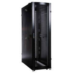 Шкаф серверный ЦМО (ШТК-СП-42.6.10-48АА-9005) напольный 42U 600x990мм пер.дв.перфор. 2 бок.пан. задн.дв.перфор.2-хст. направл.под закл.гайки 1350кг черный 683мм 141кг 120град. 1950мм IP20 сталь