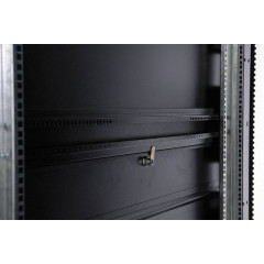 Шкаф серверный ЦМО (ШТК-СП-48.6.12-44АА-9005) напольный 48U 600x1190мм пер.дв.перфор. задн.дв.перфор. 2 бок.пан. направл.под закл.гайки 1350кг черный 890мм 150кг 180град. 2215мм IP20 сталь