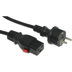 Шнур питания Lanmaster LAN-PP19L/SH-1.0-BK C19-Schuko проводник.:3x1.5мм2 1м 220В 16А черный