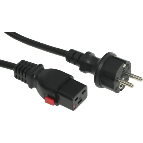 Шнур питания Lanmaster LAN-PP19L/SH-1.0-BK C19-Schuko проводник.:3x1.5мм2 1м 220В 16А черный