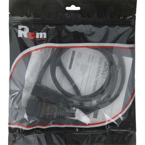 Шнур питания Rem R-16-Cord-C19-C20-1.8 C19-C20 проводник.:3x1.5мм2 1.8м 220В 16А (упак.:1шт) черный